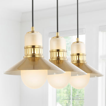 Colin Adjustable Iron/Glass Retro Hurricane LED Pendant - JONATHAN Y